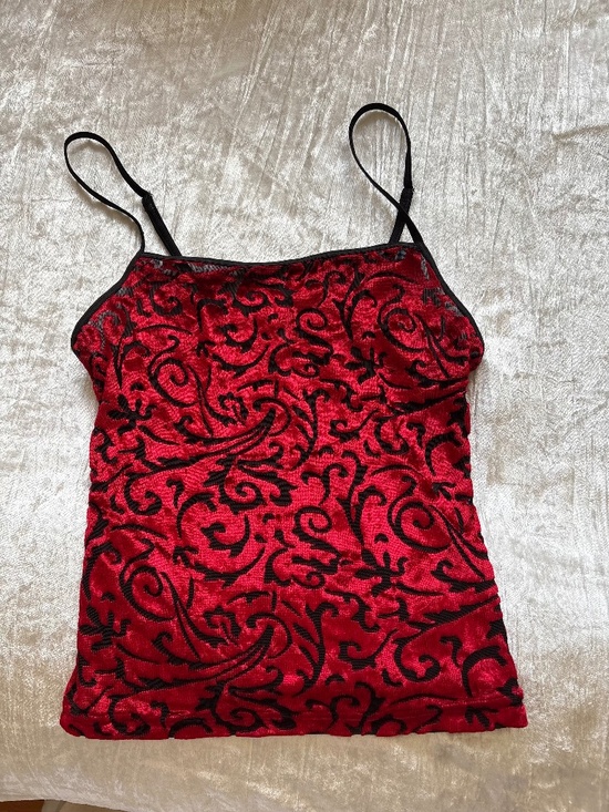 Raven Tops - Raven Gothic Red Medusa Velvet Cami Top - Size S - Vintage Goth Y2K